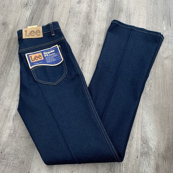 NEW VINTAGE LEE RIDERS REGULAR FIT BOOT CUT DENIM JEANS LEATHER PATCH USA 30x36 - Picture 1 of 9